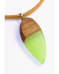 Necklace Wood Leaf Green